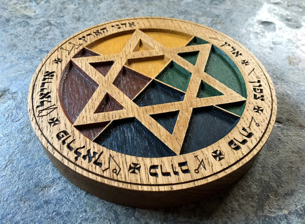 Golden Dawn Earth Pentacle. Hermetic Order of the Golden Dawn. Wooden pentacle. Elemental Tools. Ceremonial Magic.