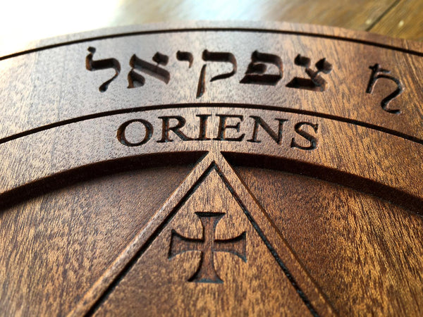 TRITHEMIUS' TABLE Of PRACTICE (Version 1 - Hebrew) - Oak Carved Scrying Table of Conjuration
