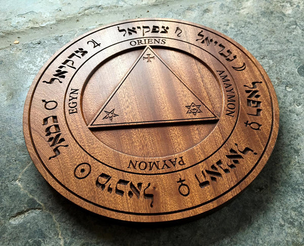 TRITHEMIUS' TABLE Of PRACTICE (Version 1 - Hebrew) - Oak Carved Scrying Table of Conjuration