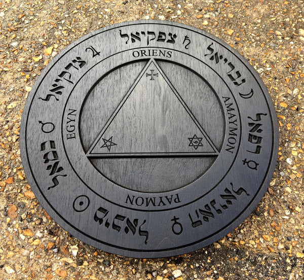 TRITHEMIUS' TABLE Of PRACTICE (Version 1 - Hebrew) - Oak Carved Scrying Table of Conjuration